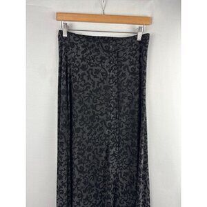 Women’s Sun Fire Size Medium Black & Grey Floral Maxi Skirt with Button Detailin